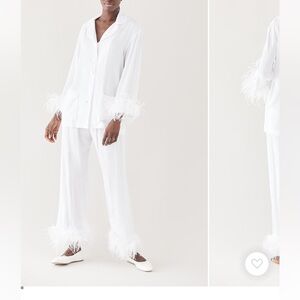 Sleeper White Feather-Trim Pajama Set